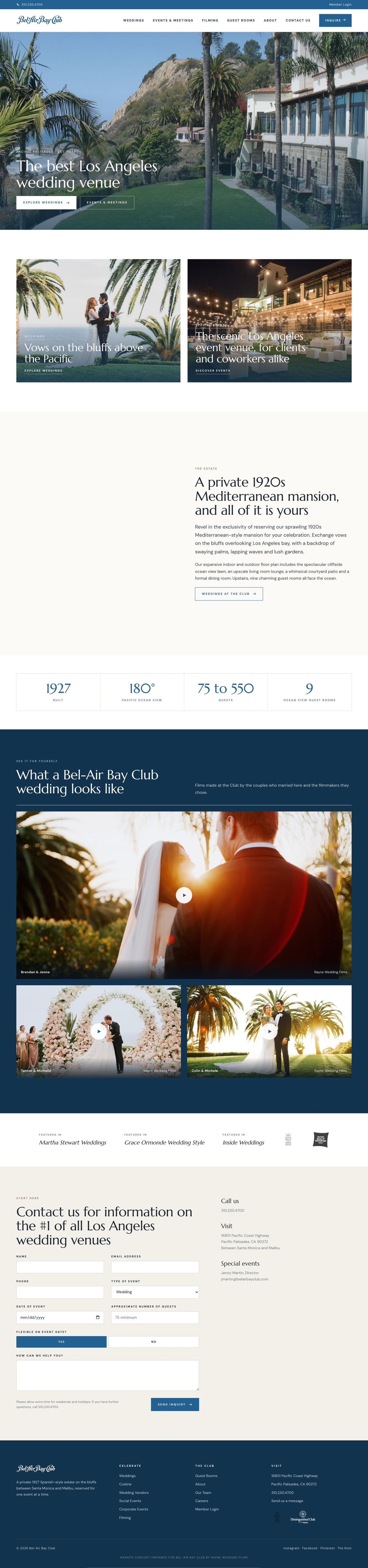 Bel-Air Bay Club concept home page, scrolling